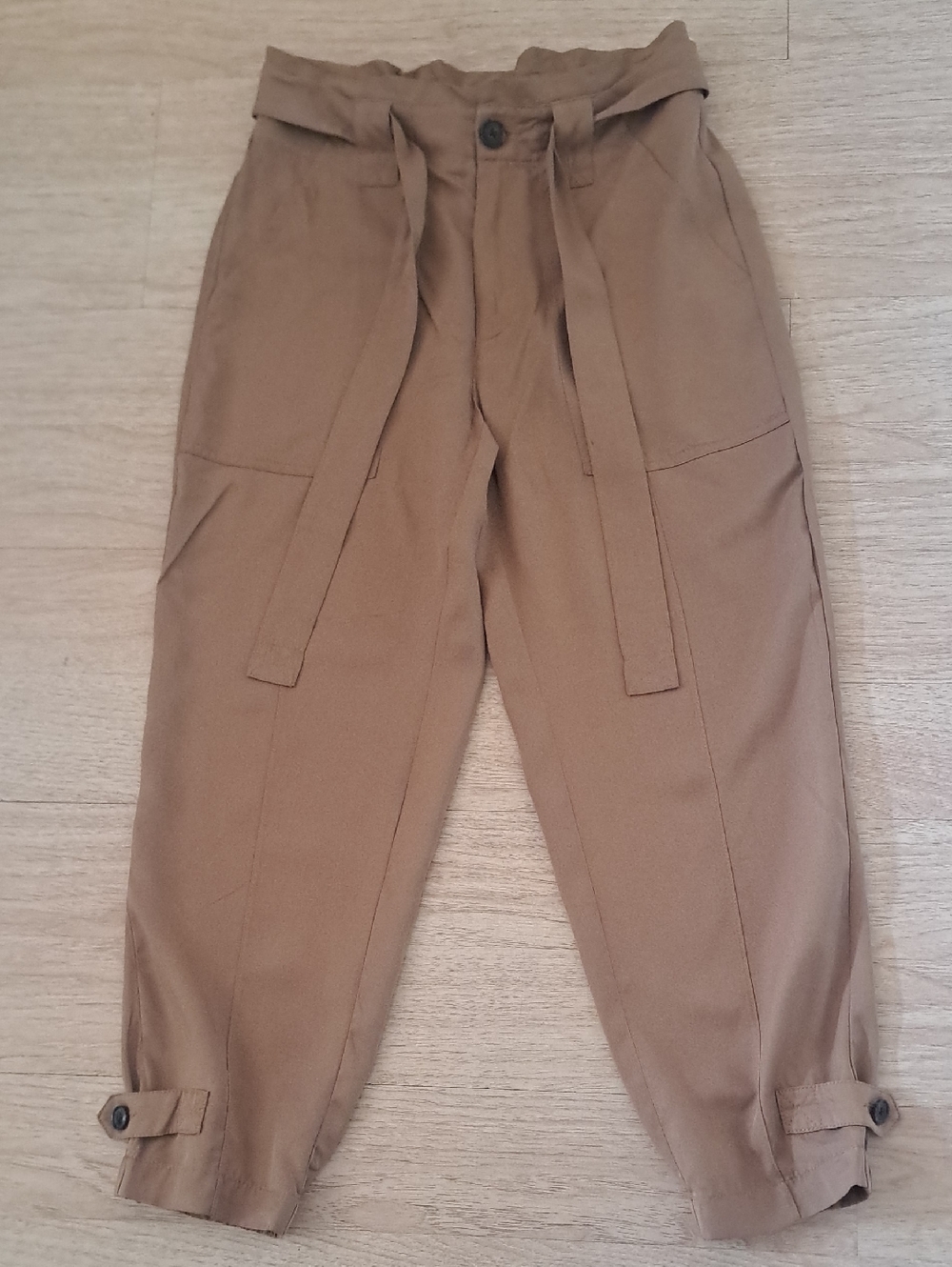 Banana Republic Tan Paperbag Waist Chinos with Tie Belt